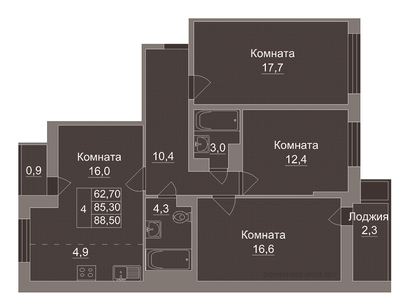 Натяжной потолок в квартиру КВ-13